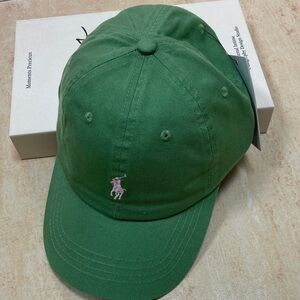 Ralph Lauren Green Cap with Pink Pony Embroidery